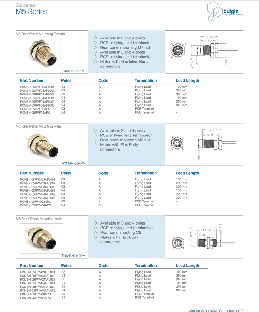 M5系列防水連接器型號(hào)